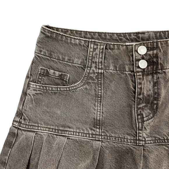 PacSun Brown Low-Rise Denim Micro Mini Skirt Sz 27" Pleated Y2K Grunge Cyber - Picture 9 of 15